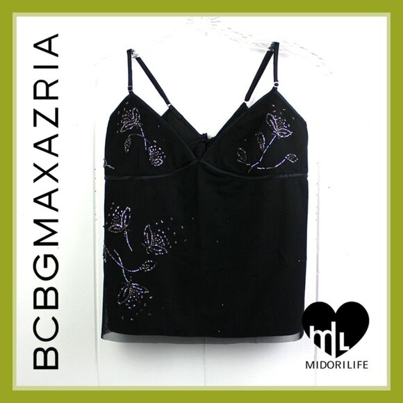 BCBGMAXAZRIA COLLECTION Vintage Beaded Adjustable Strap Tank - Picture 1 of 9